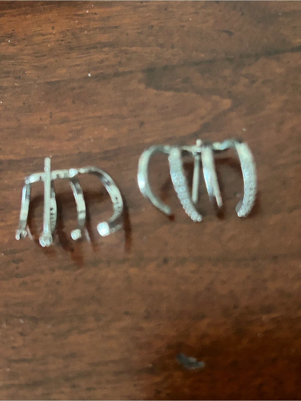 Sterling and Diamond -Triple Bar Hoop Earrings - Elegant Sparkle